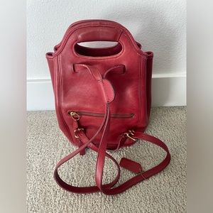 Vintage red leather coach backpack purse